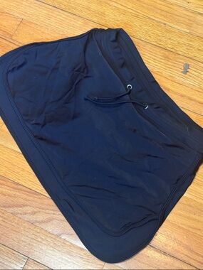 Black Athletic Swim Skirt with Drawstring